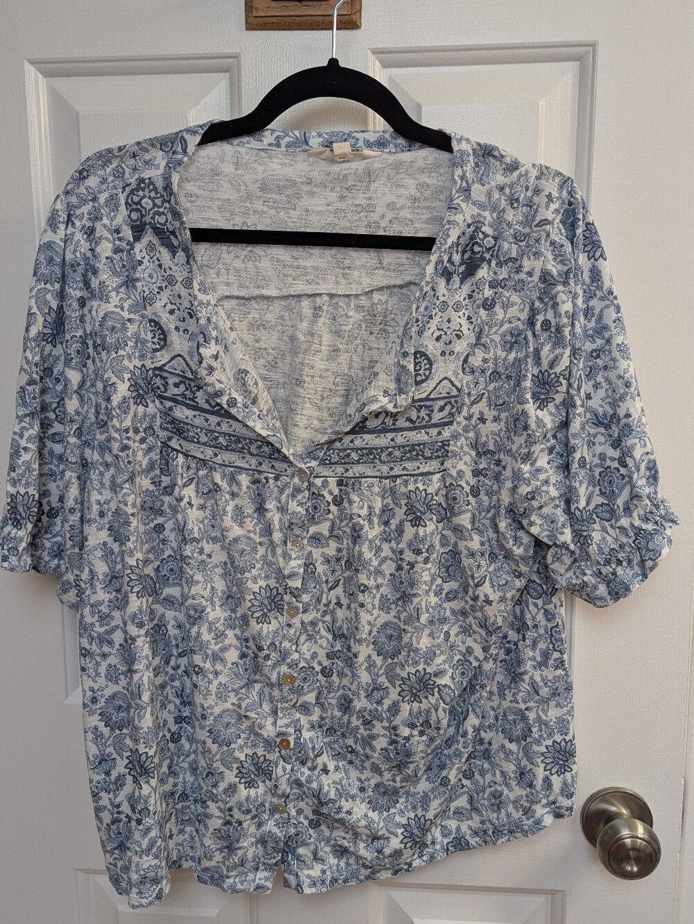 Lucky Brand Blue Floral Button-Front Shirt - Size XL